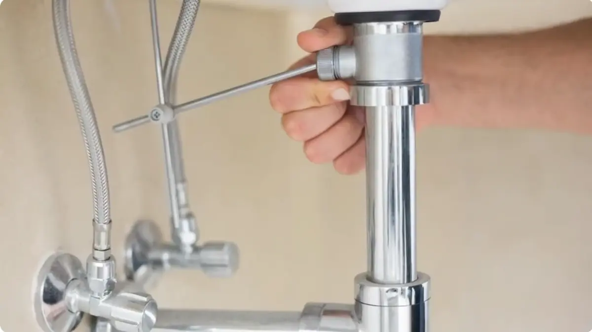 Plumbing technician inspecting a fixture for a hidden leak in a Palm Beach property