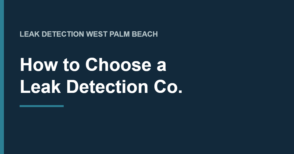 Leak detection company West Palm Beach - 9 questions to ask before you hire