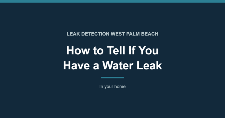 How to Tell If You Have a Water Leak in Your Home - leak detection West Palm Beach
